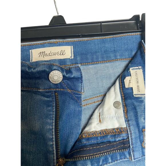 Madewell Cali Demi Boot Jeans Women's 26 Lt Med Wash Raw Hem - Picture 2 of 4